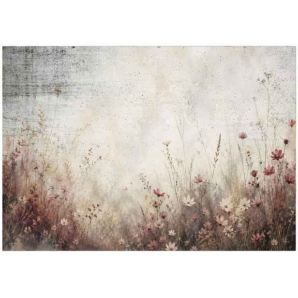 Fototapeta Polní Květiny Boho Louka Béžová Abstrakce Beton Pole 312x219