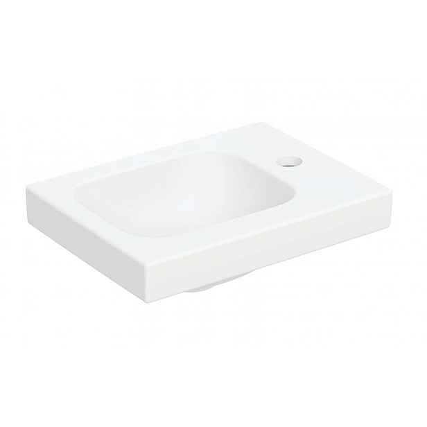 Geberit iCon - Umývátko 38x28 cm, bez přepadu, otvor pro baterii vpravo, matná bílá 501.830.JT.1