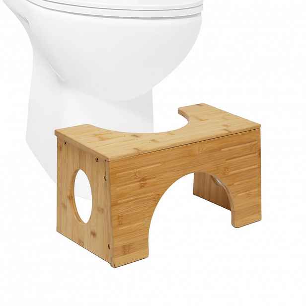 Relaxdays STUPÍNEK Přírodní bambus k WC 2 výšky