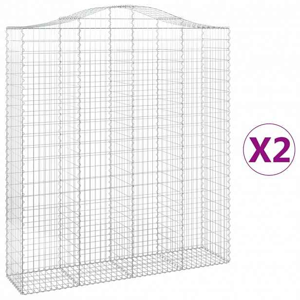 vidaXL Klenuté gabionové koše 2 ks 200x50x220/240cm pozinkované železo