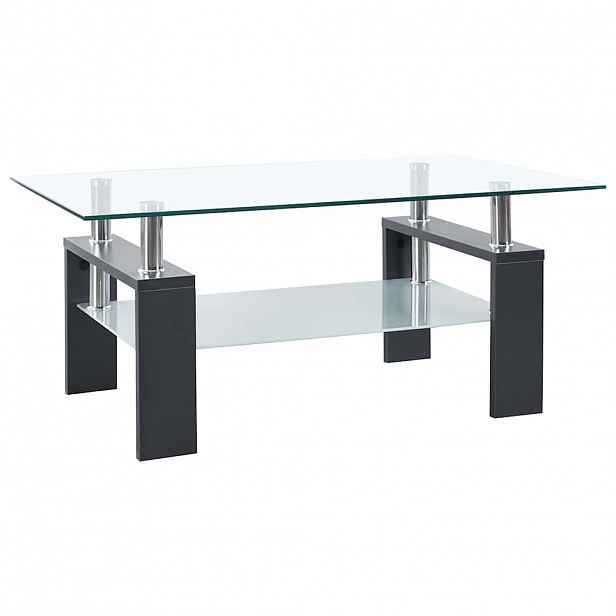 vidaXL Konferenční stolek šedý a průhledný 95x55x40 cm tvrzené sklo