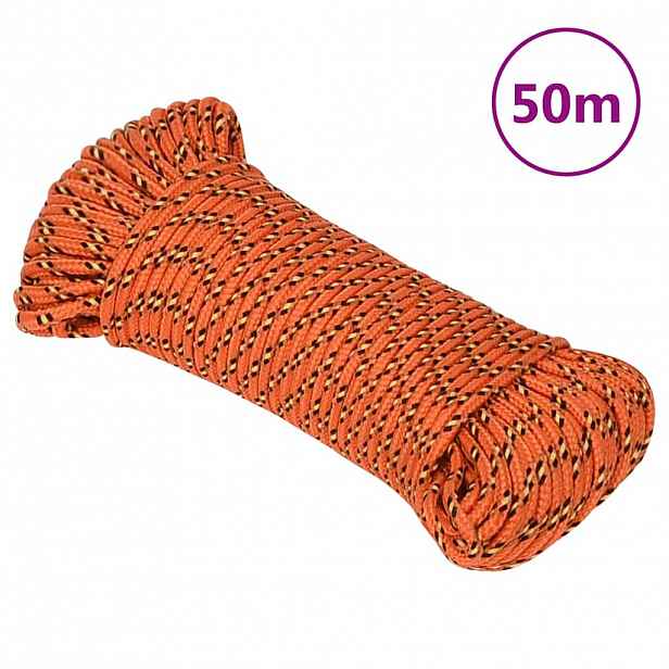 vidaXL Lodní lano oranžové 4 mm 50 m polypropylen