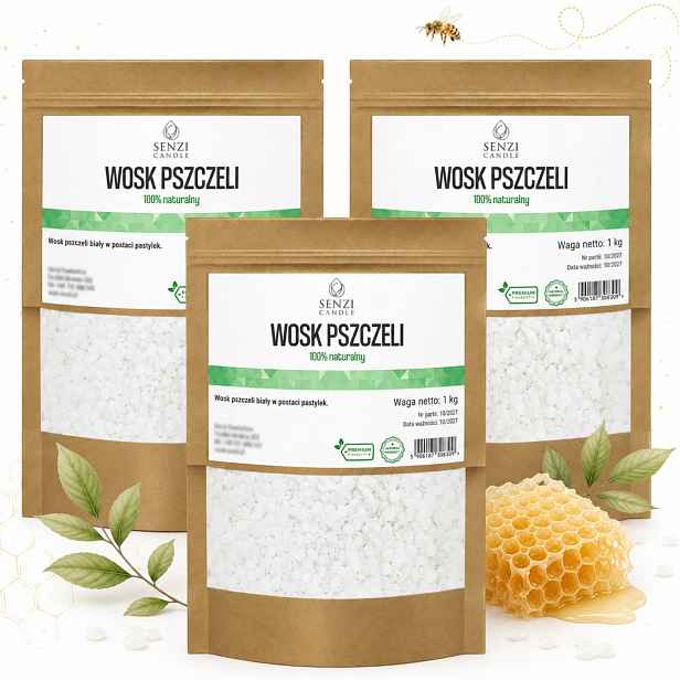 Vosk 100% bílý granulát Pastilky na svíčky a kosmetiku Premium 3 kg