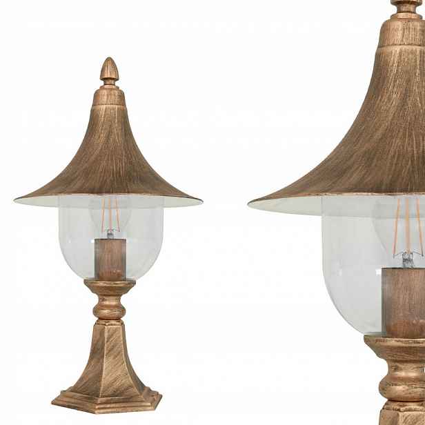 Zahradní lampa Boston černo-zlatá, IP44, závit E27 Kaja Lighting