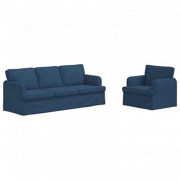 vidaXL Set pohovek 2 ks Modrá textil