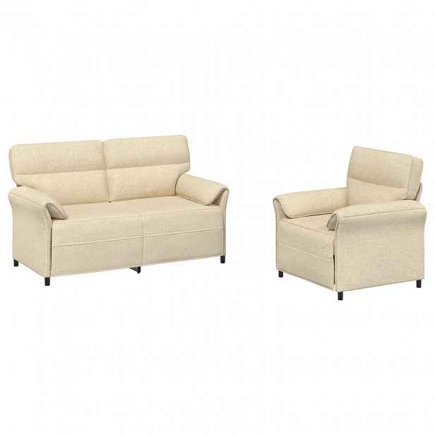 vidaXL Set pohovek 2 ks Krémová Textil