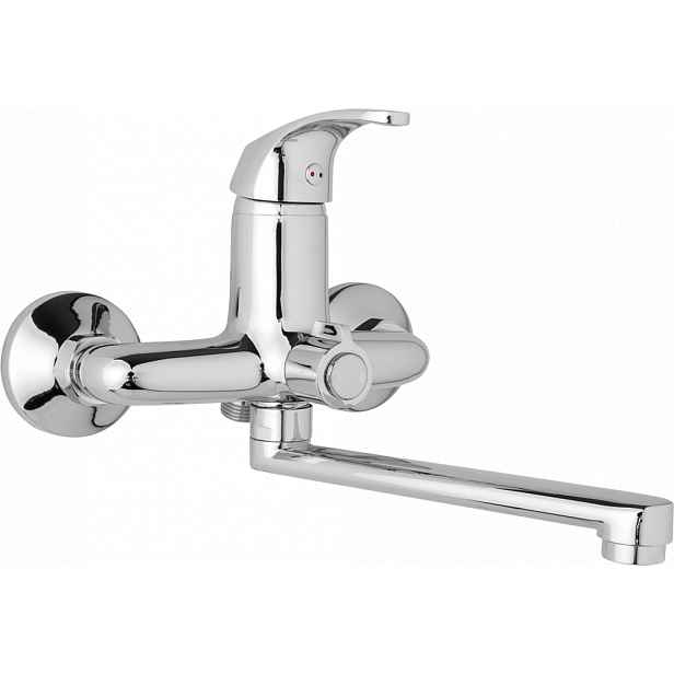 JB Sanitary Nástěnná umyvadlová a sprchová baterie SLIM, rozteč 150 mm, otočný přepínač v těle, bez příslušenství, ramínko 300 mm A10 39 10