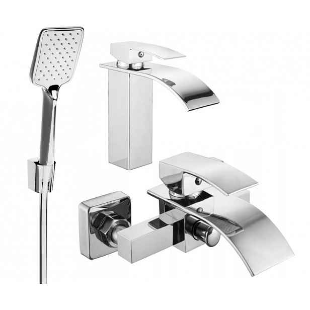 MEXEN - Aries R62 Set umyvadlové a vanové baterie s příslušenstvím, chrom 744803R62-00