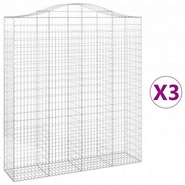 vidaXL Klenuté gabionové koše 3 ks 200x50x220/240cm pozinkované železo