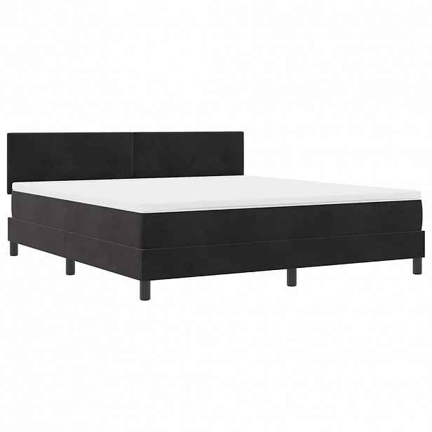 vidaXL LED box pružinová postel s čelo Černá 180 x 200 cm samet