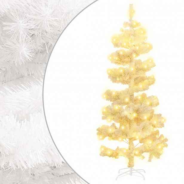 vidaXL Spirálový vánoční stromek s LED a stojanem bílý 150 cm PVC