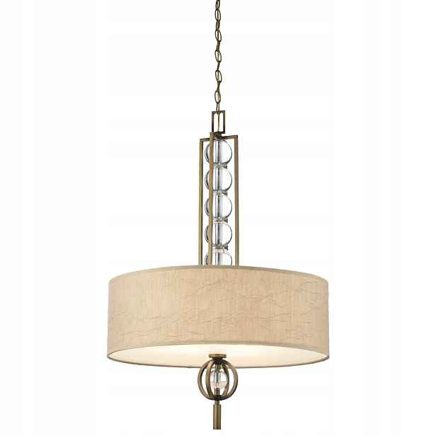Závěsná lampa s stínítkem, hnědá, kulatá, 60 cm, skleněné kuličky Kichler