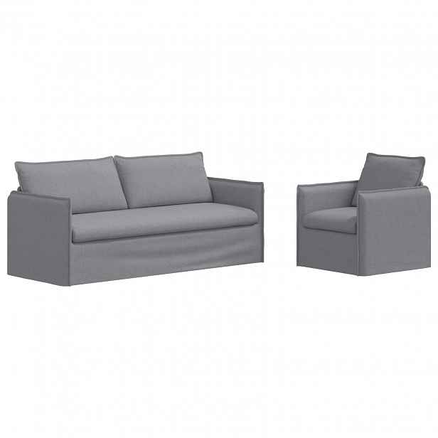 vidaXL Set pohovek 2 ks Světle šedá Textil