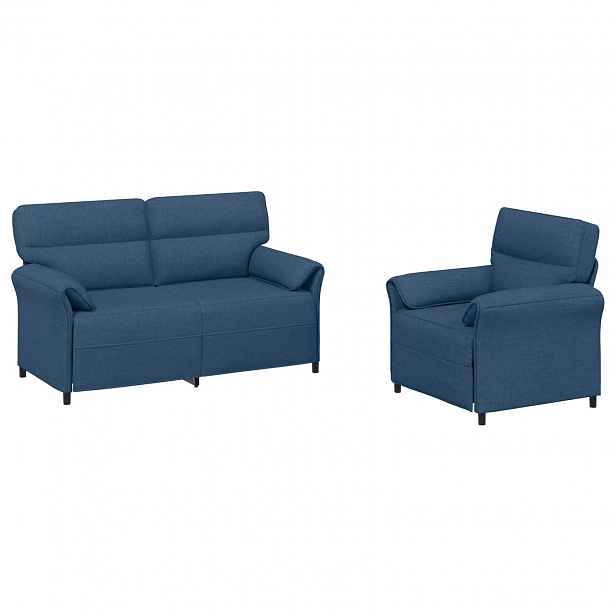 vidaXL Set pohovek 2 ks Modrá Textil