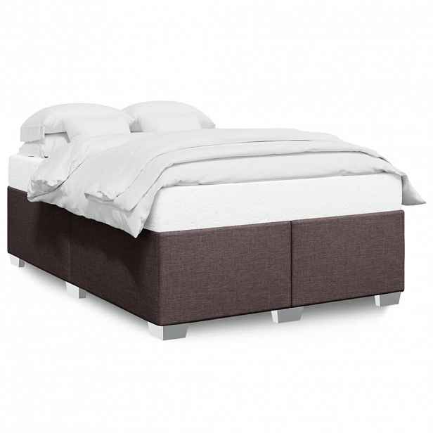 vidaXL Rám postele bez matrace tmavě hnědý 140 x 190 cm textil