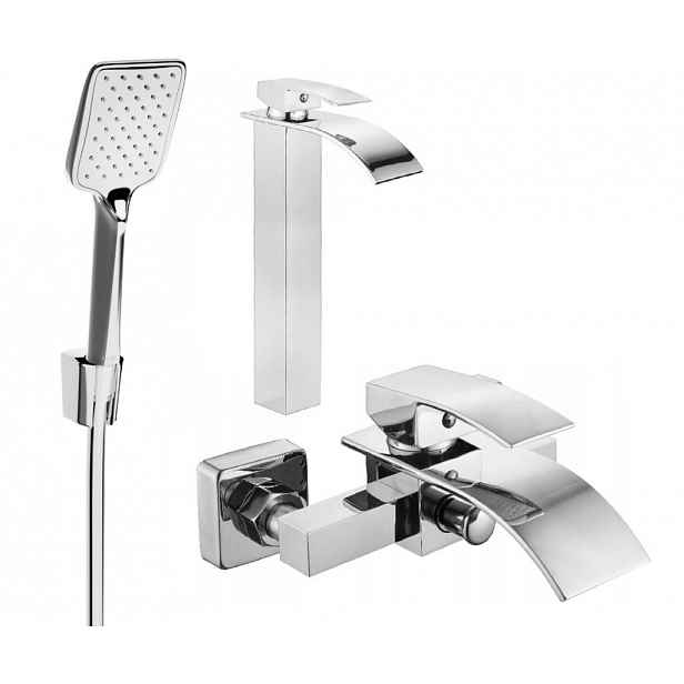 MEXEN - Aries R62 Set umyvadlové a vanové baterie s příslušenstvím, chrom 744813R62-00