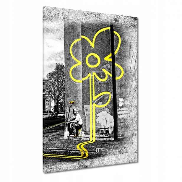Obrazy 80x120 Banksy žlutý květ