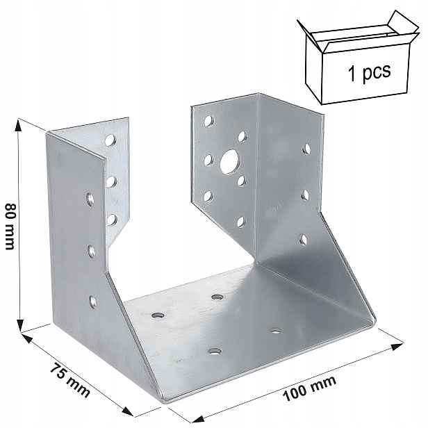 Věšák trámový držák tesařská spojka 100x80x75 x 2 mm WZ101 24ks