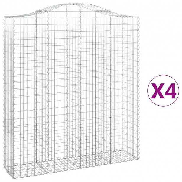 vidaXL Klenuté gabionové koše 4 ks 200x50x220/240cm pozinkované železo