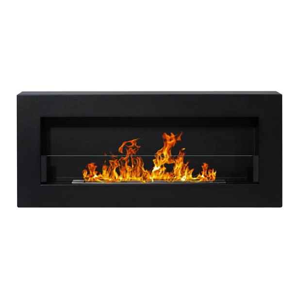 Biokrb Box 900x400 černý se sklem +1L Paliva Kameny Box Bio