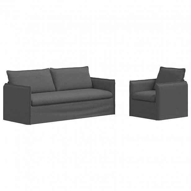 vidaXL Set pohovek 2 ks Tmavě šedá Textil