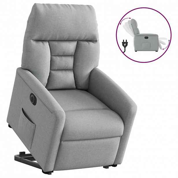 vidaXL Elektrické zvedací polohovací křeslo světle šedé textil