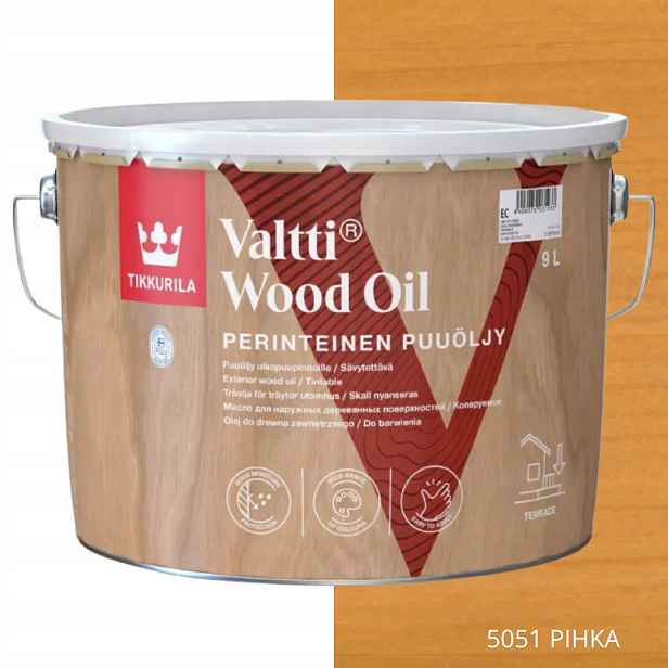 Tikkurila Valtti Wood Oil Olej Na Dřevo 9 L Barva 5051 Pihka