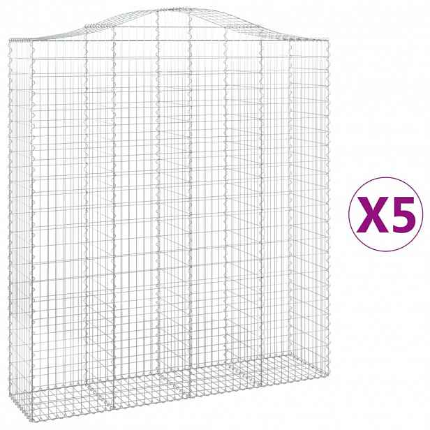 vidaXL Klenuté gabionové koše 5 ks 200x50x220/240cm pozinkované železo