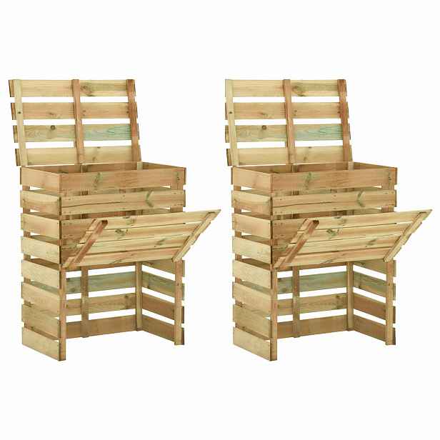 vidaXL Prkenný zahradní kompostér 2 pcs Zelená 110 x 58 x 113 cm