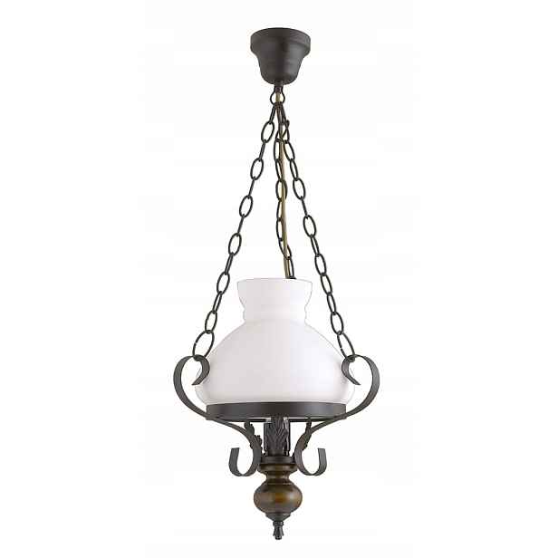 Závěsná lampa Rabalux Petronel, černá, E27 60W, kov/dřevo/Sklo