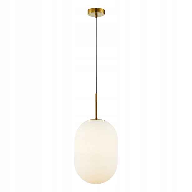 Závěsná lampa zlatá velká skleněná bílá lampa nad stůl glamour 24 cm Milagro