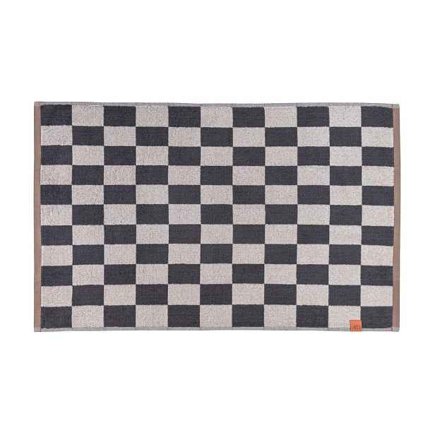 Antracitová/béžová koupelnová předložka do sprchy z bio bavlny 50x80 cm Retro – Mette Ditmer Denmark