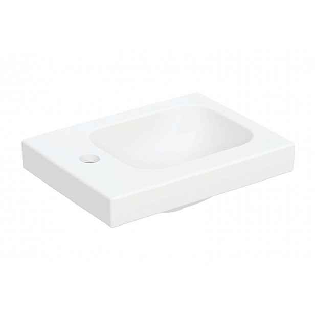 Geberit iCon - Umývátko 38x28 cm, bez přepadu, otvor pro baterii vlevo, matná bílá 501.831.JT.1