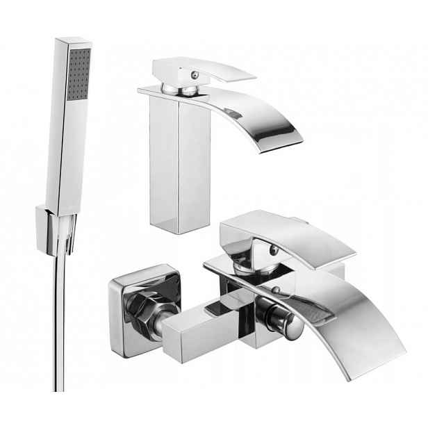 MEXEN - Aries R77 Set umyvadlové a vanové baterie s příslušenstvím, chrom 744803R77-00