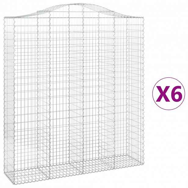 vidaXL Klenuté gabionové koše 6 ks 200x50x220/240cm pozinkované železo