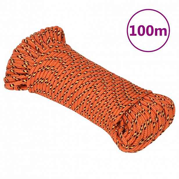vidaXL Lodní lano oranžové 5 mm 100 m polypropylen
