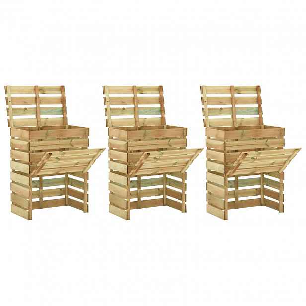 vidaXL Prkenný zahradní kompostér 3 pcs Zelená 110 x 58 x 113 cm