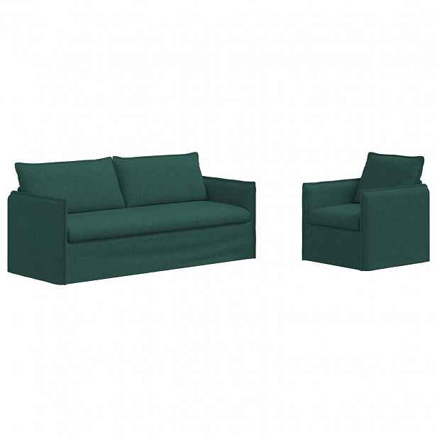 vidaXL Set pohovek 2 ks Tmavě zelená Textil