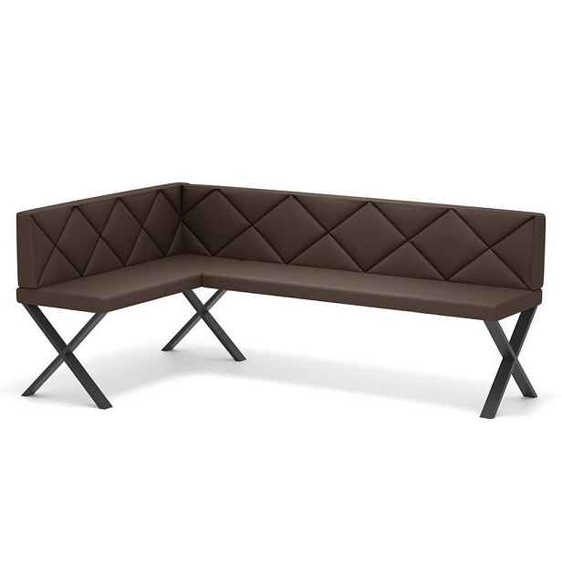 Idohome ROHOVÁ LAVICE VERO X levá ekokůže prošívaná, 128/168 cm, hnědá