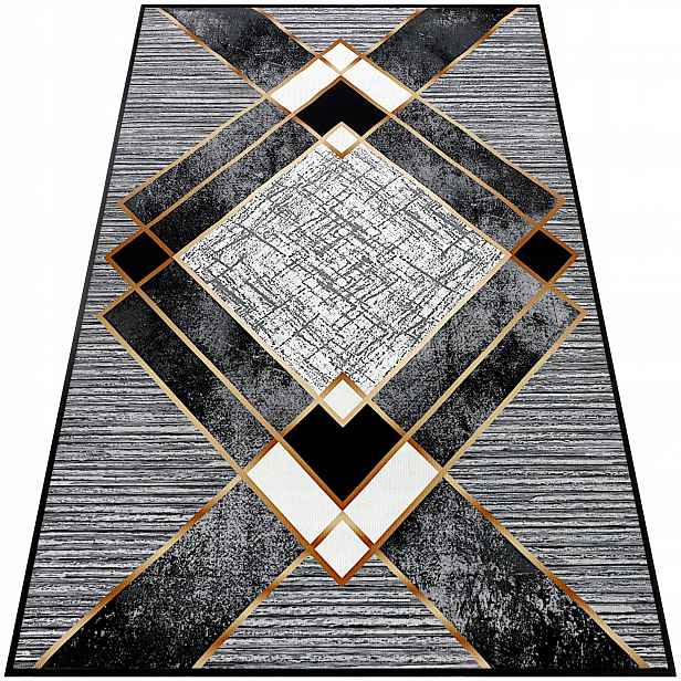 Koberec Do Obývacího Pokoje 120x160 Moderní Šedý Módní Zlatý Velký Lze Prát
