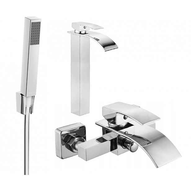 MEXEN - Aries R77 Set umyvadlové a vanové baterie s příslušenstvím, chrom 744813R77-00