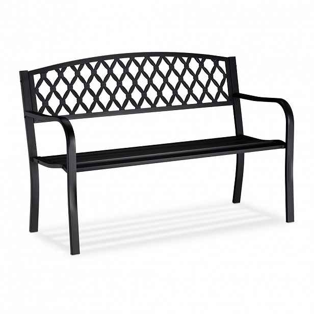 Relaxdays LAVICE Černá kovová vzor výpletu 2-místná 127,5 cm