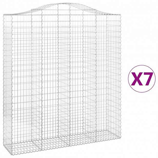vidaXL Klenuté gabionové koše 7 ks 200x50x220/240cm pozinkované železo