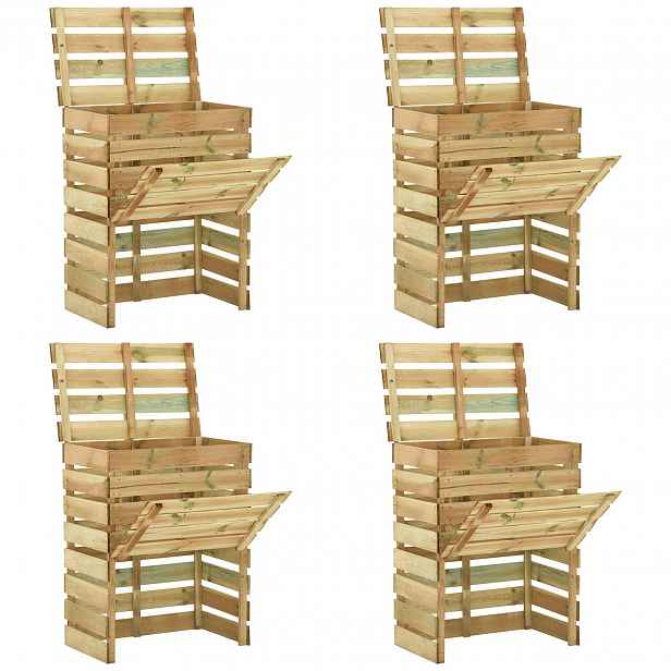 vidaXL Prkenný zahradní kompostér 4 pcs Zelená 110 x 58 x 113 cm
