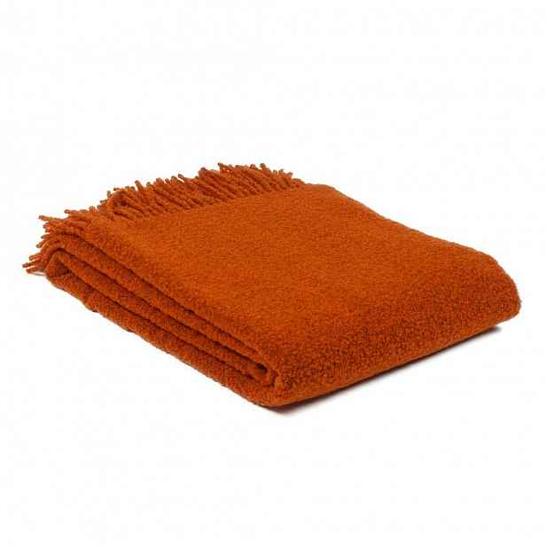 Vlněná deka merino Bukle 140x200 oranžová s třásněmi