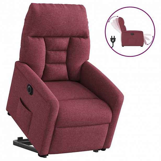vidaXL Elektrické zvedací polohovací křeslo vínové textil