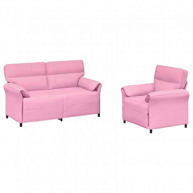 vidaXL Set pohovek 2 ks Růžová Textil