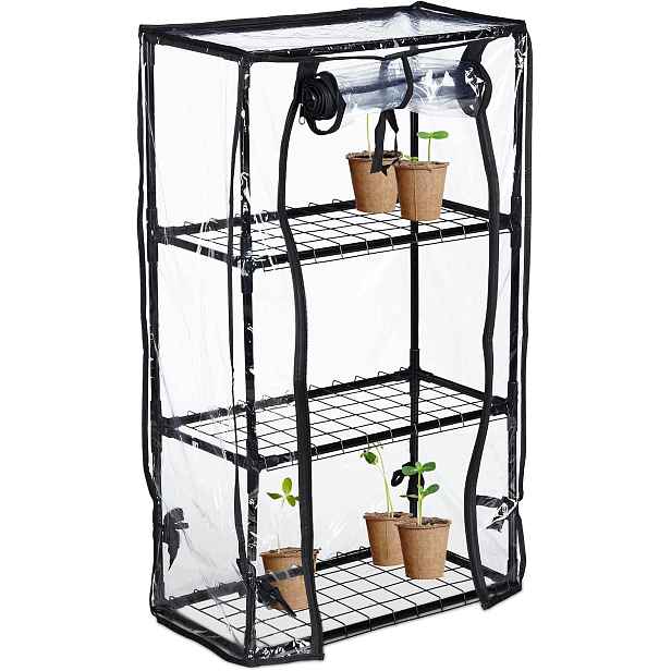 Balkonový Skleník 3 Úrovně 80 CM Fólie Pvc Ocel Ochrana Rostlin