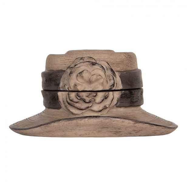 Hnědý antik dekorační klobouk šperkovnice - Ø 22*11 cm Clayre & Eef
