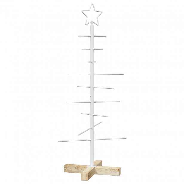 vidaXL Kovový vánoční stromek se stojanem KUOPIO 90 cm Ocel Bílá